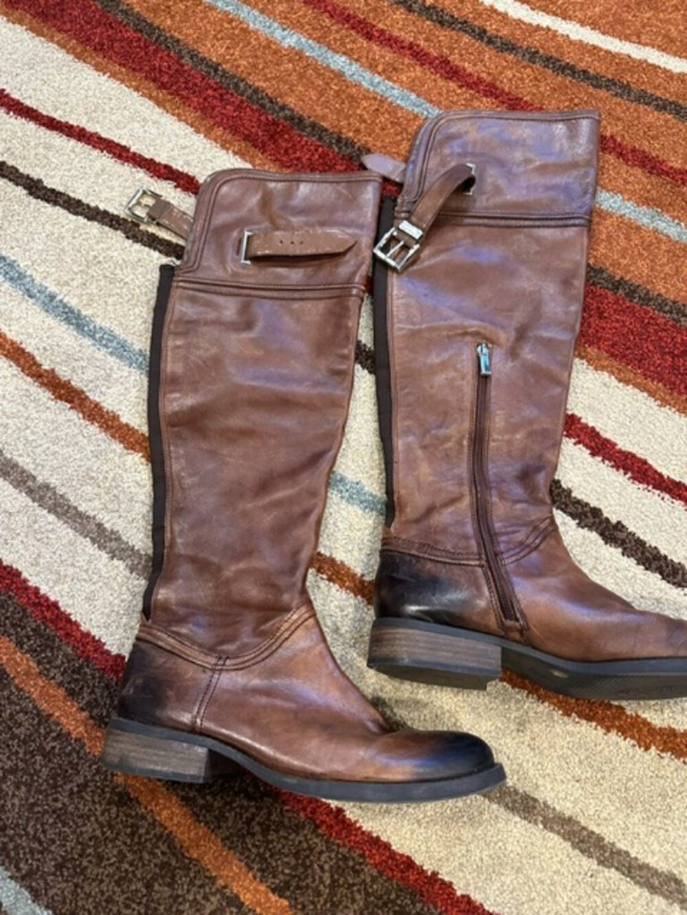 Vince Camuto Fantasia Riding Boots Dark Brown Leather Size 9.5